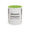 11oz Miniature Schnauzer Latin Mug, Light Green, front view