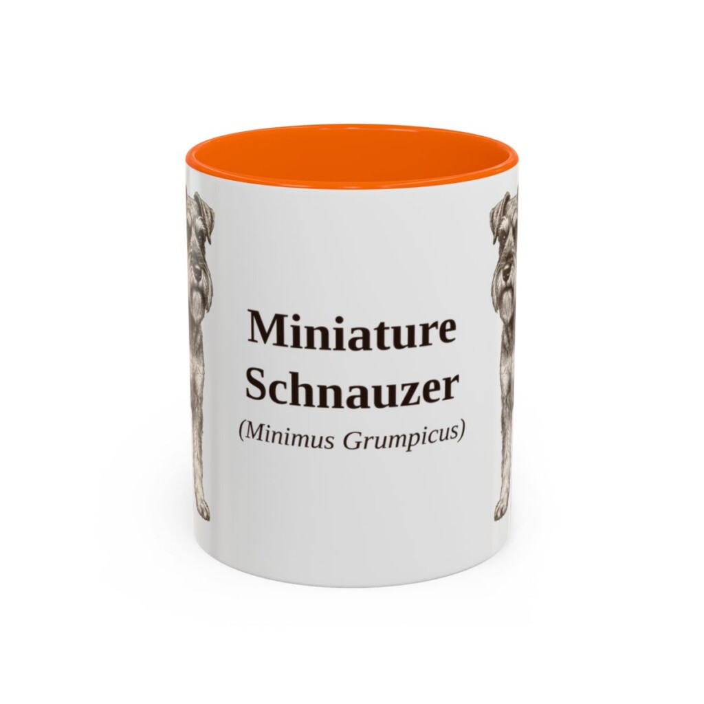 11oz Miniature Schnauzer Latin Mug, Orange, front view