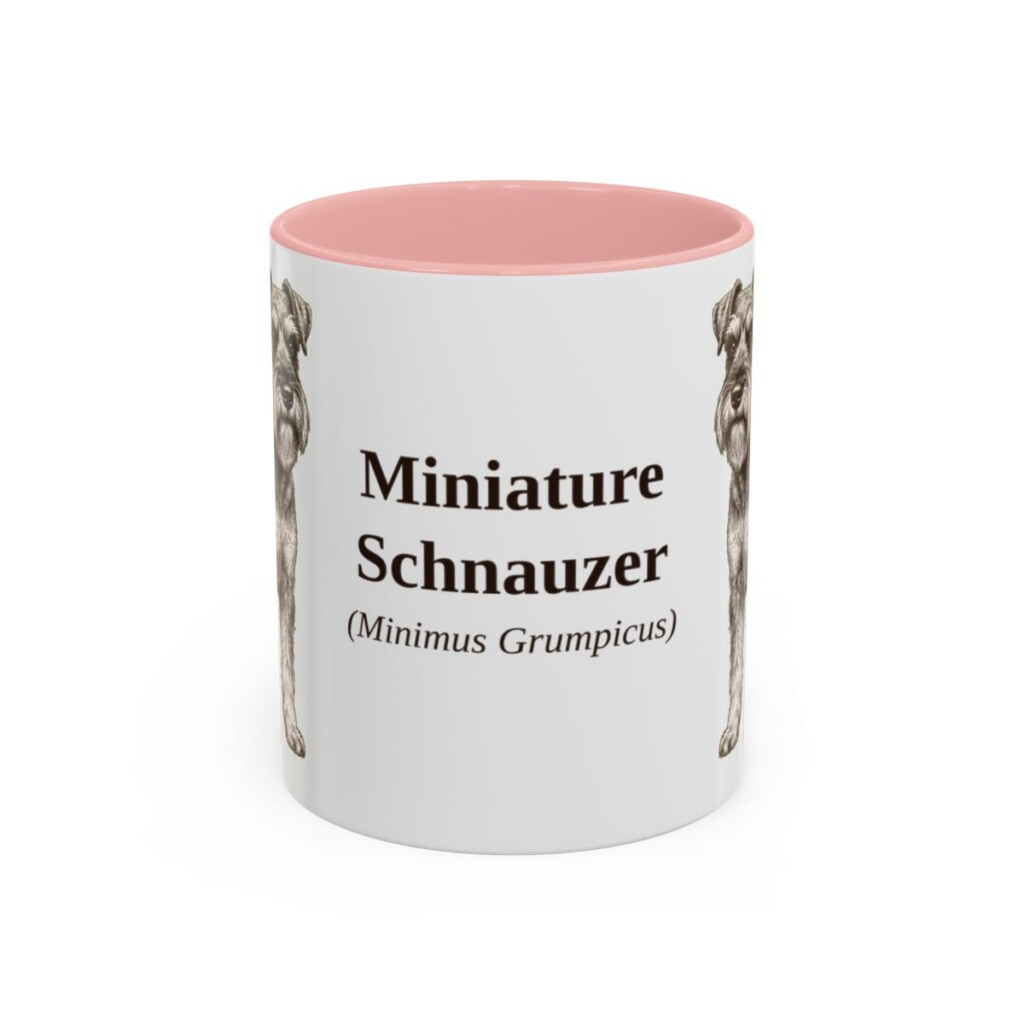 11oz Miniature Schnauzer Latin Mug, Pink, front view