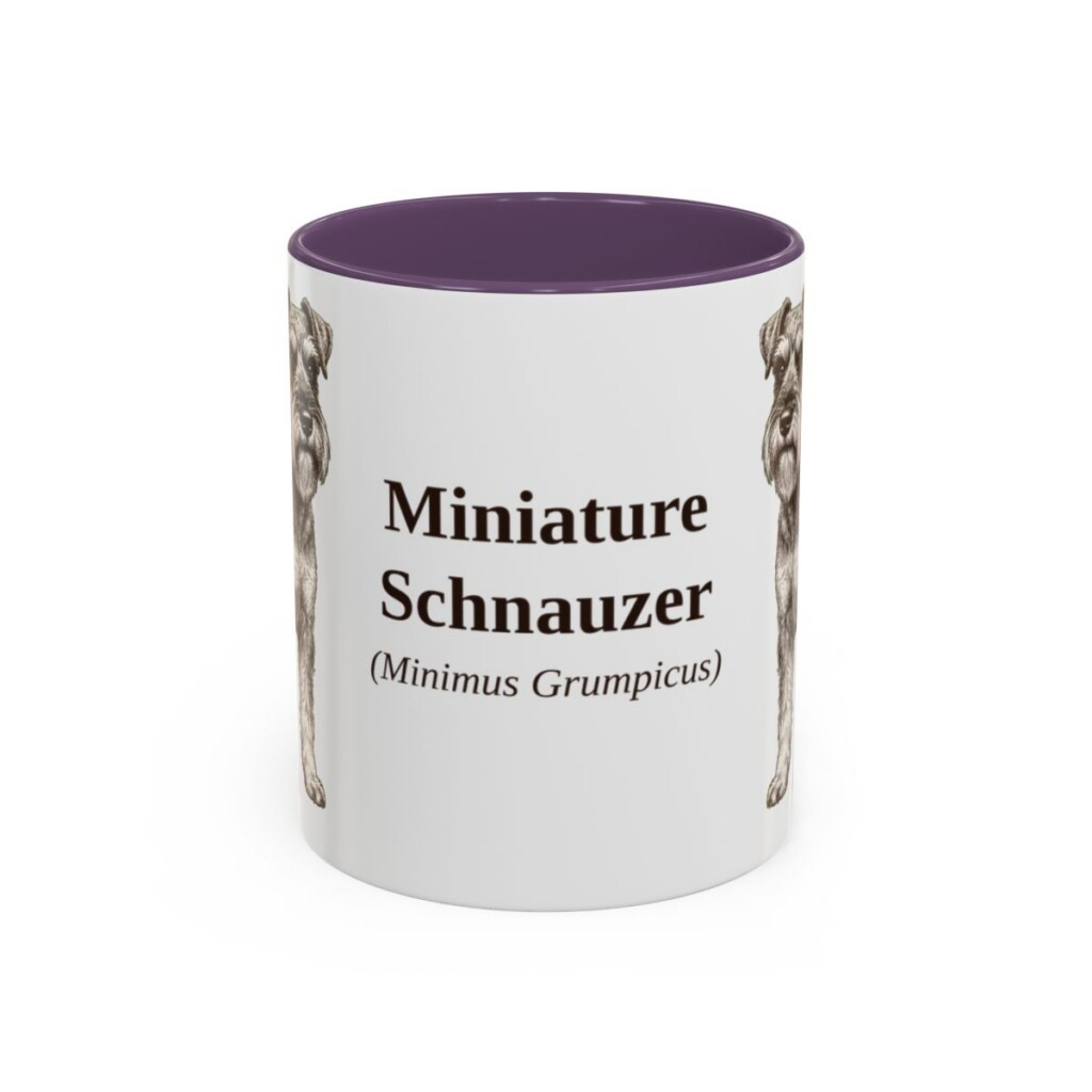 11oz Miniature Schnauzer Latin Mug, Purple, front view