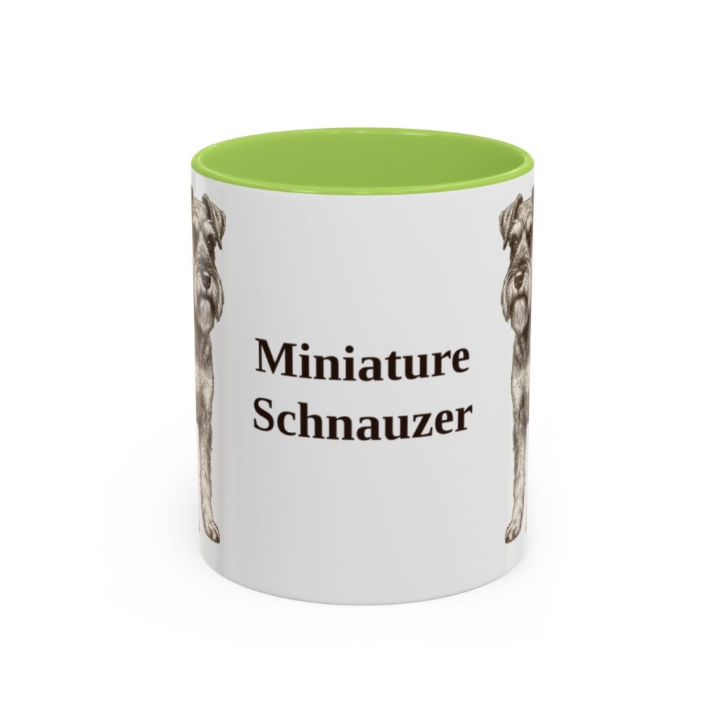 11oz Miniature Schnauzer Mug, Light Green, front view