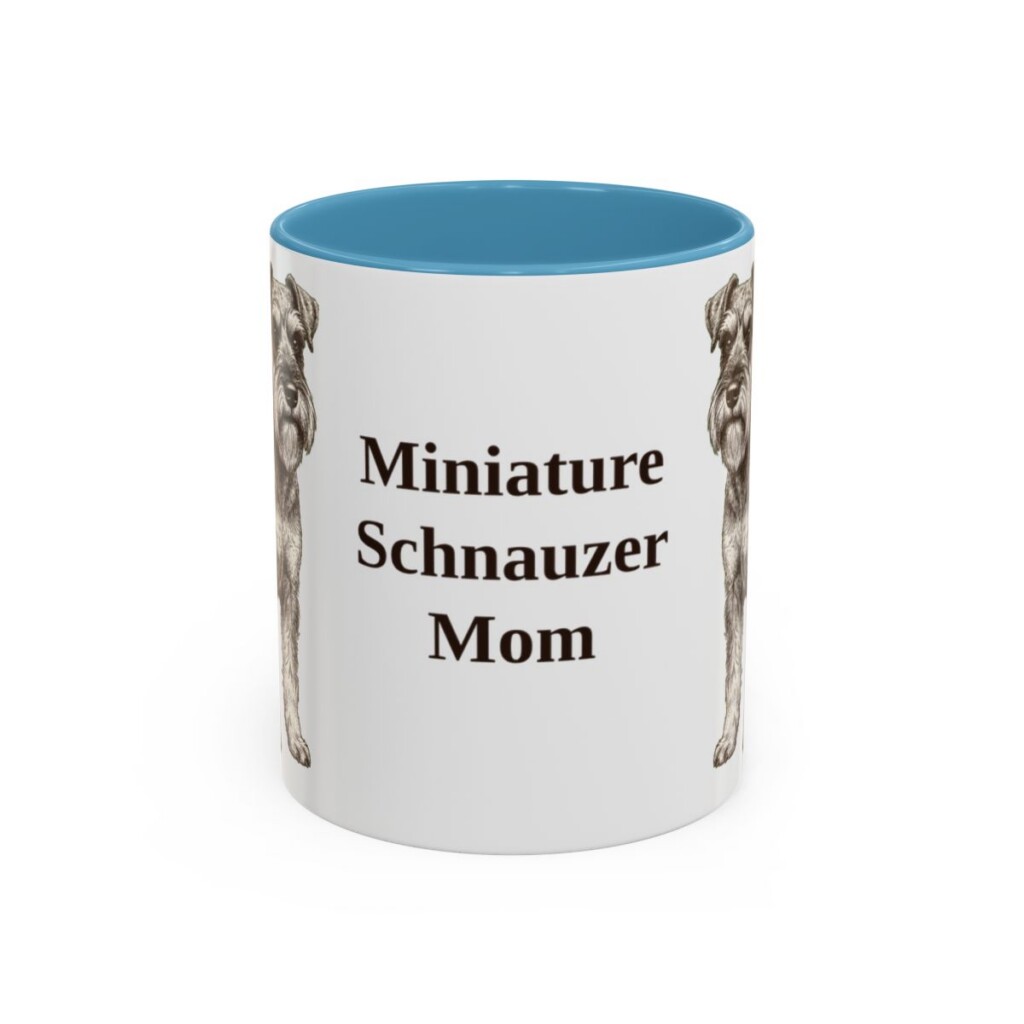 11oz-miniature-schnauzer-mug-mom-light-blue 11oz Miniature Schnauzer Dog Mom Mug, Light Blue, front view