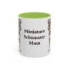 11oz-miniature-schnauzer-mug-mom-light-green 11oz Miniature Schnauzer Dog Mom Mug, Light Green, front view