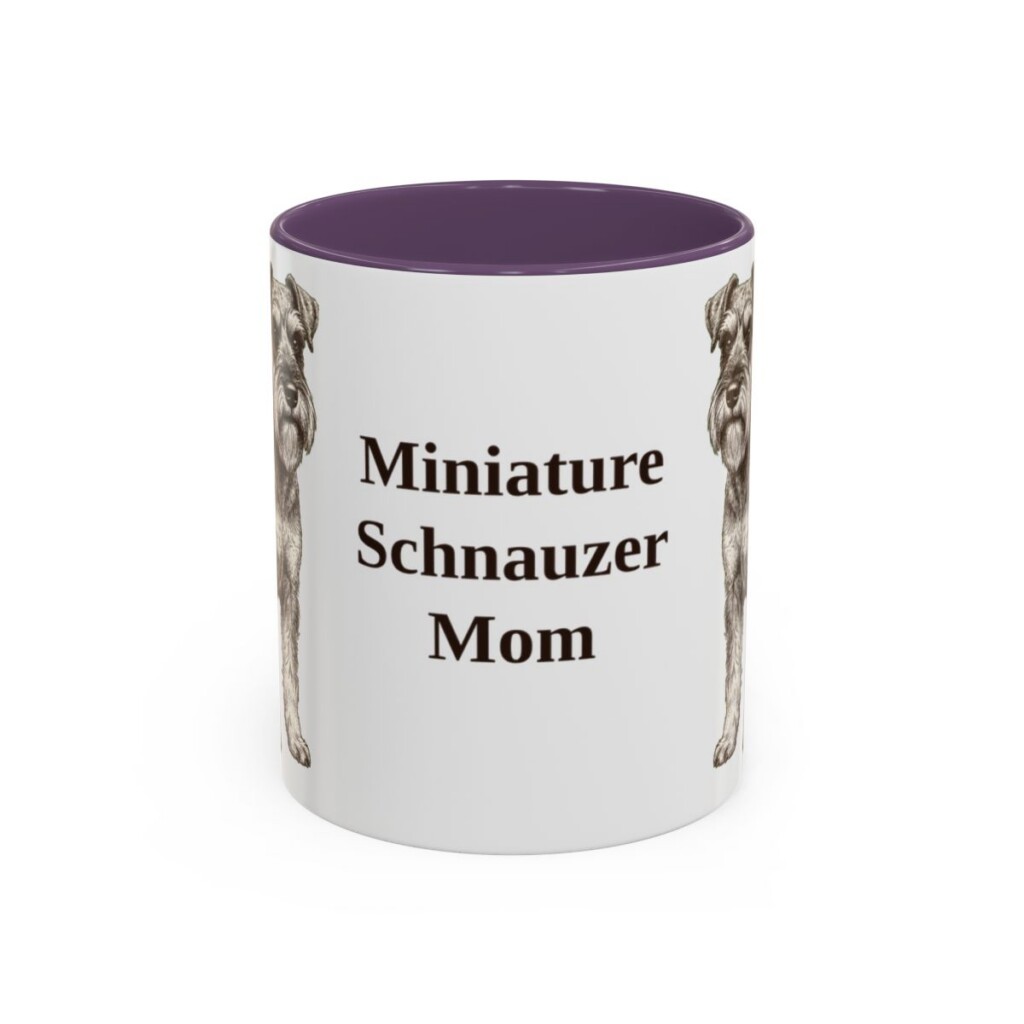 11oz-miniature-schnauzer-mug-mom-purple 11oz Miniature Schnauzer Dog Mom Mug, Purple, front view