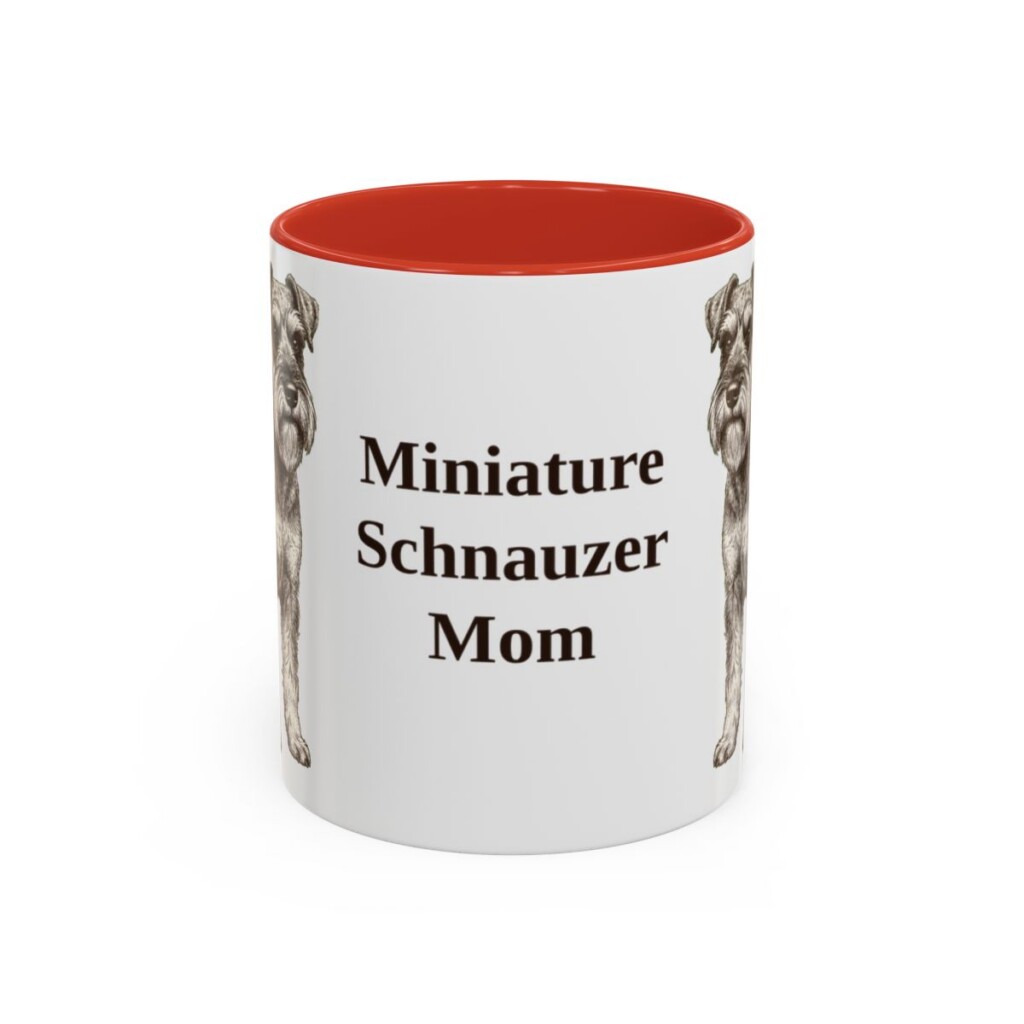 11oz-miniature-schnauzer-mug-mom-red 11oz Miniature Schnauzer Dog Mom Mug, Red, front view