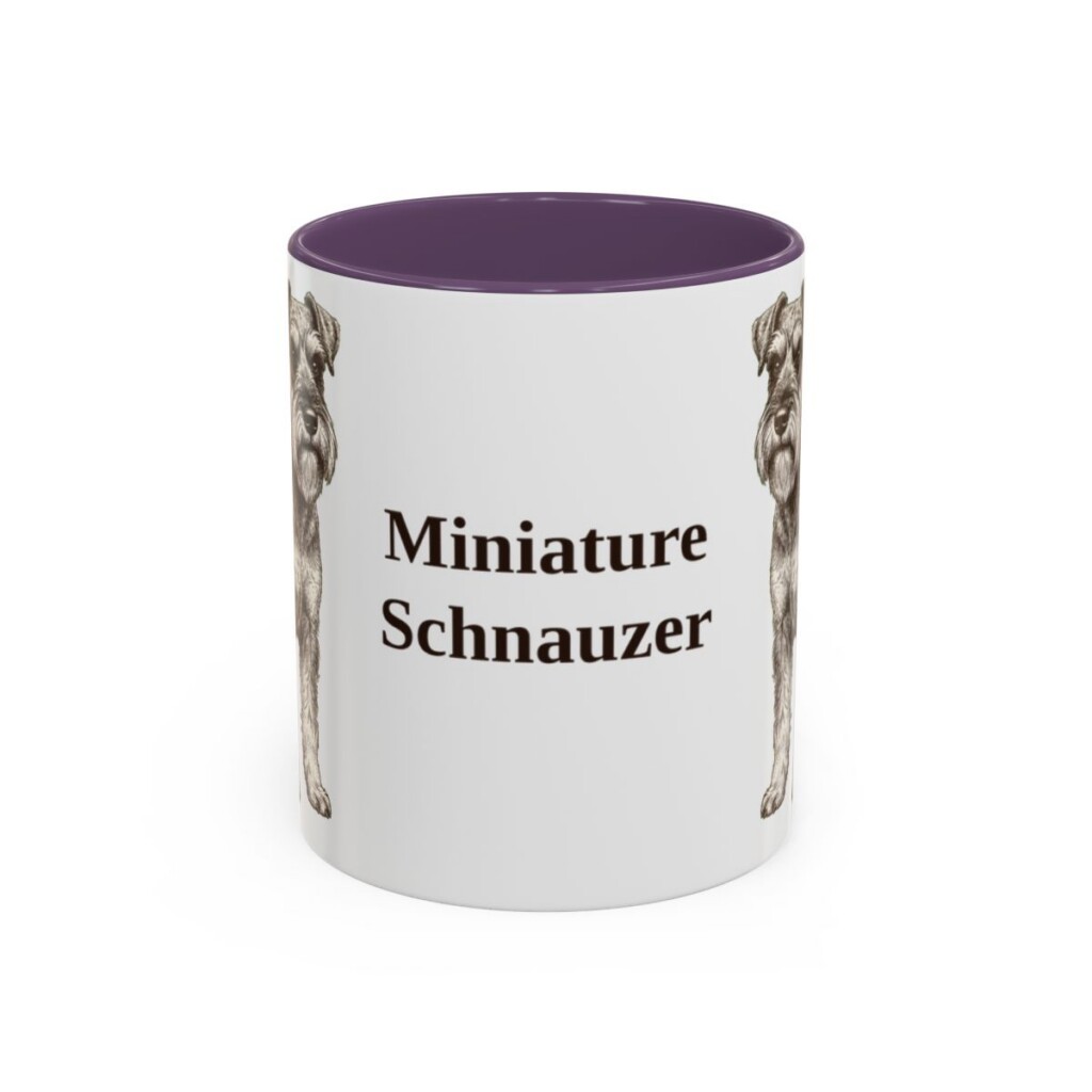 11oz Miniature Schnauzer Mug, Purple, front view