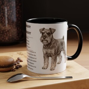 11oz Miniature Schnauzer Mug, Black, lifestyle photo