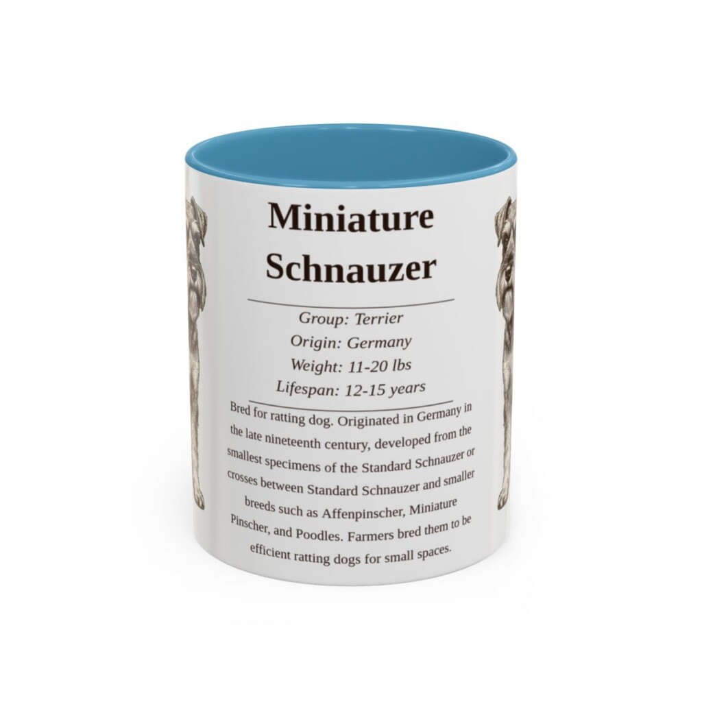11oz-miniature-schnauzer-mug-writeup-light-blue 11oz Miniature Schnauzer Mug, Light Blue, front view