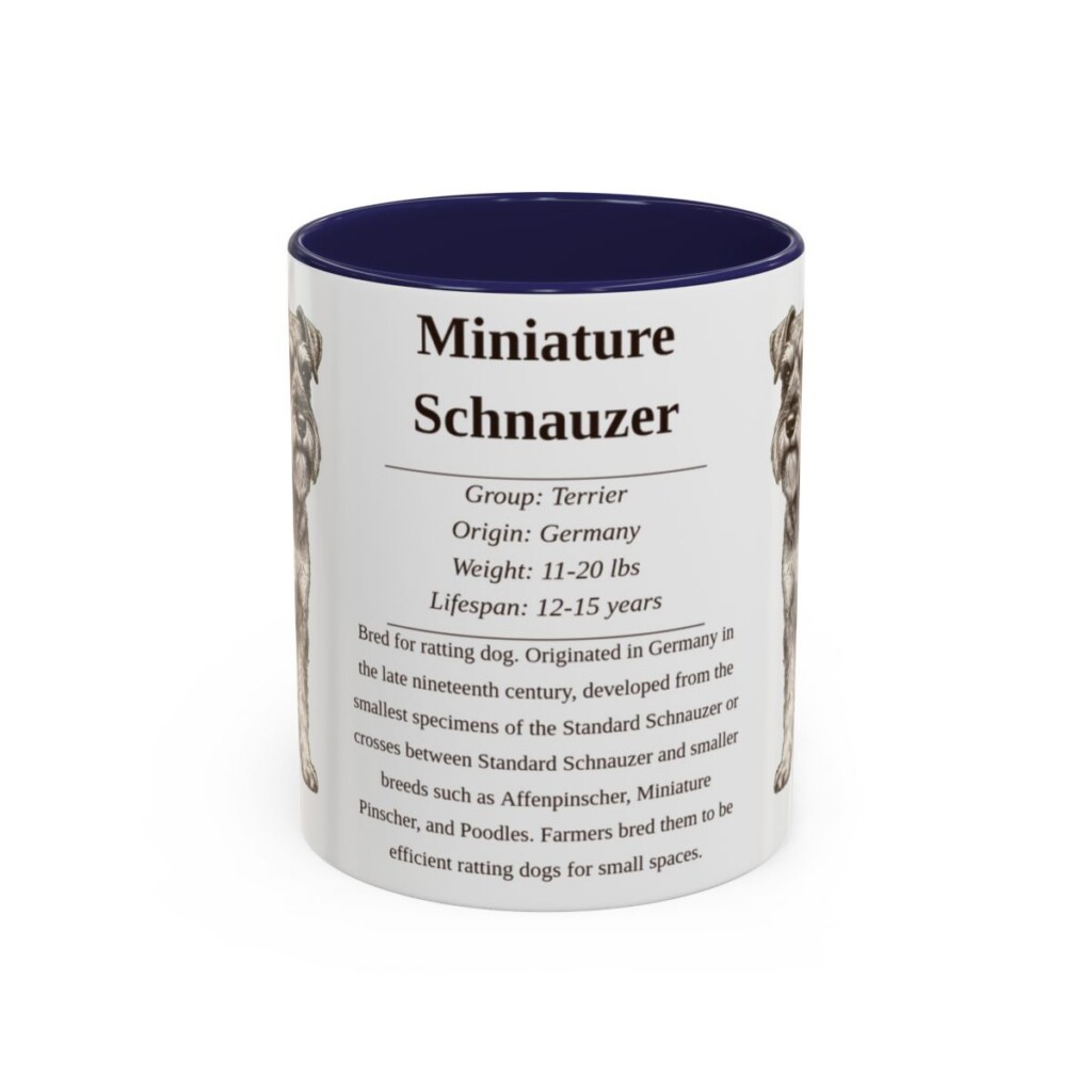 11oz-miniature-schnauzer-mug-writeup-navy 11oz Miniature Schnauzer Mug, Navy, front view