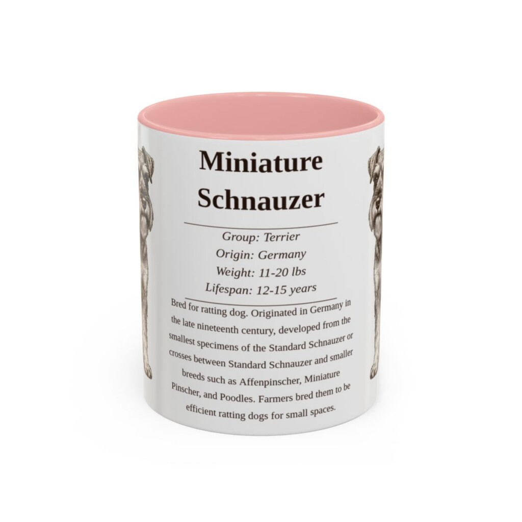 11oz-miniature-schnauzer-mug-writeup-pink 11oz Miniature Schnauzer Mug, Pink, front view
