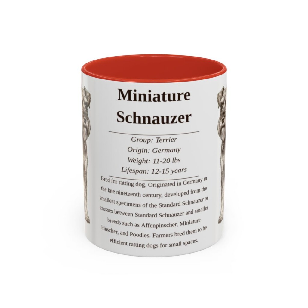 11oz-miniature-schnauzer-mug-writeup-red 11oz Miniature Schnauzer Mug, Red, front view