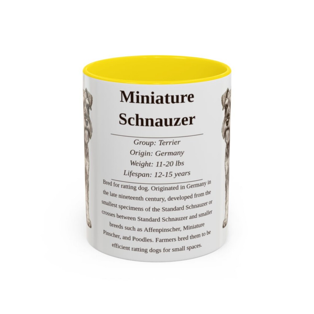 11oz-miniature-schnauzer-mug-writeup-yellow 11oz Miniature Schnauzer Mug, Yellow, front view