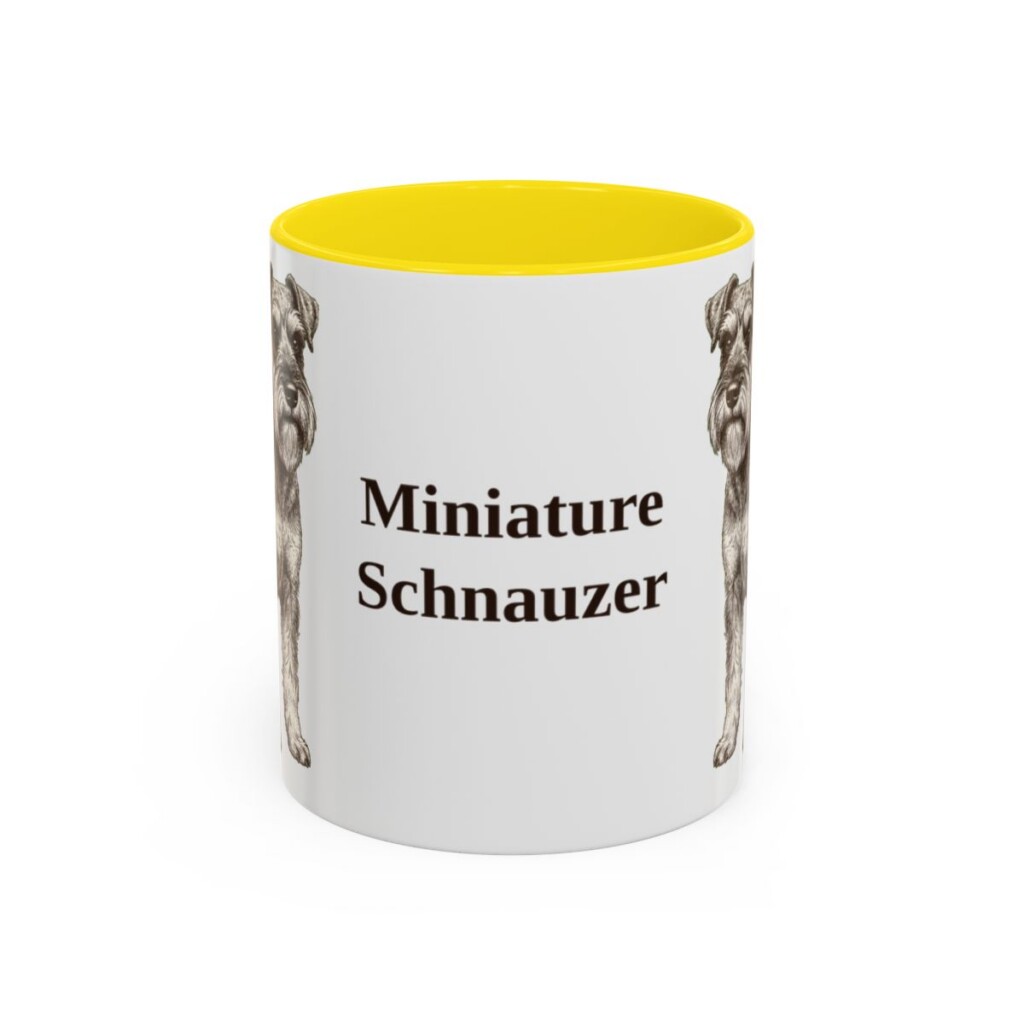 11oz Miniature Schnauzer Mug, Yellow, front view
