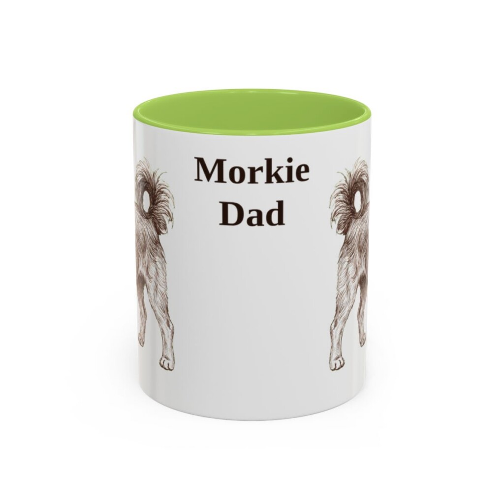 11oz-morkie-mug-dad-light-green 11oz Morkie Dog Dad Mug, Light Green, front view