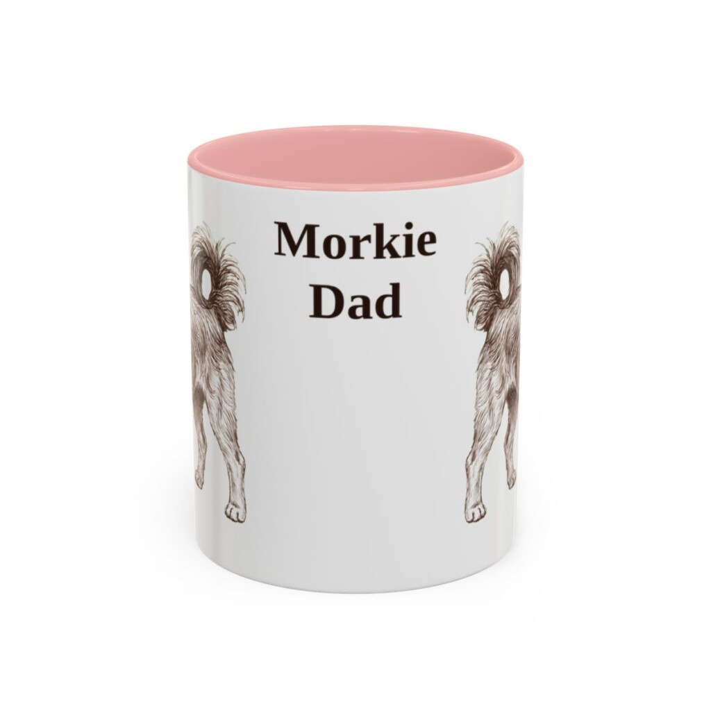 11oz-morkie-mug-dad-pink 11oz Morkie Dog Dad Mug, Pink, front view