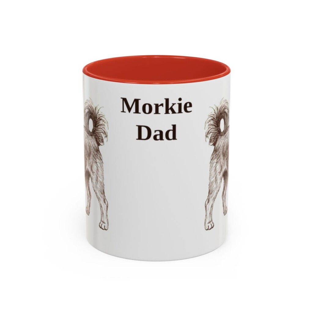 11oz-morkie-mug-dad-red 11oz Morkie Dog Dad Mug, Red, front view