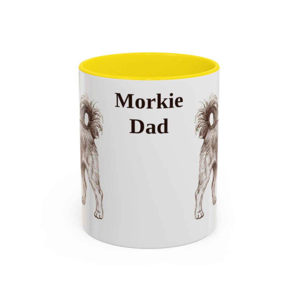 11oz-morkie-mug-dad-yellow 11oz Morkie Dog Dad Mug, Yellow, front view