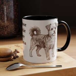 11oz Funny Morkie Mug, Black, lifestyle photo