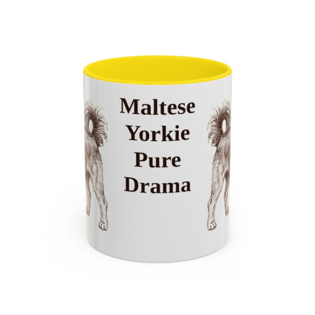 11oz-morkie-mug-humor-yellow 11oz Funny Morkie Mug, Yellow, front view