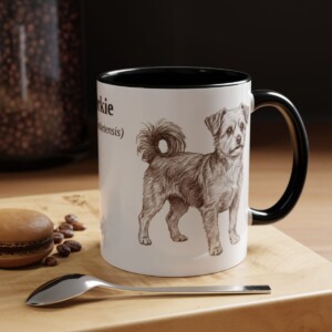 11oz Morkie Latin Mug, Black, lifestyle photo