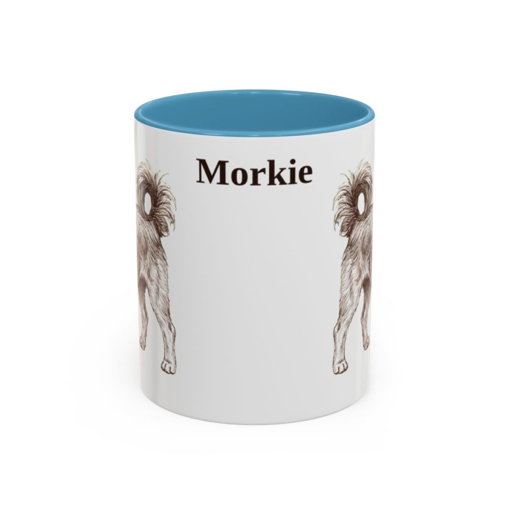 11oz Morkie Mug, Light Blue, front view