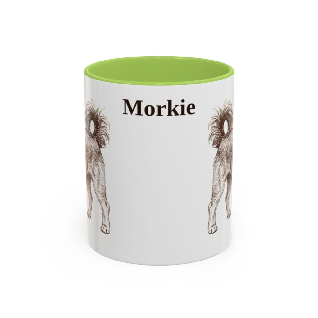 11oz Morkie Mug, Light Green, front view