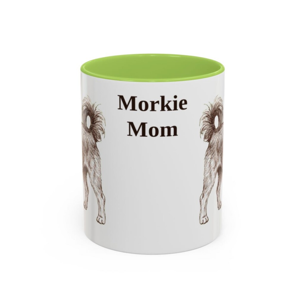 11oz Morkie Dog Mom Mug, Light Green, front view