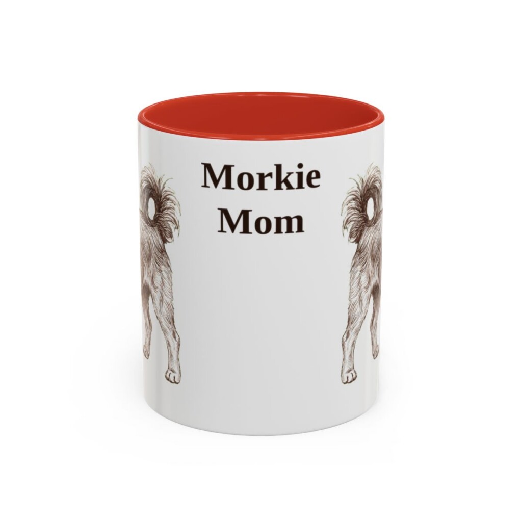 11oz Morkie Dog Mom Mug, Red, front view