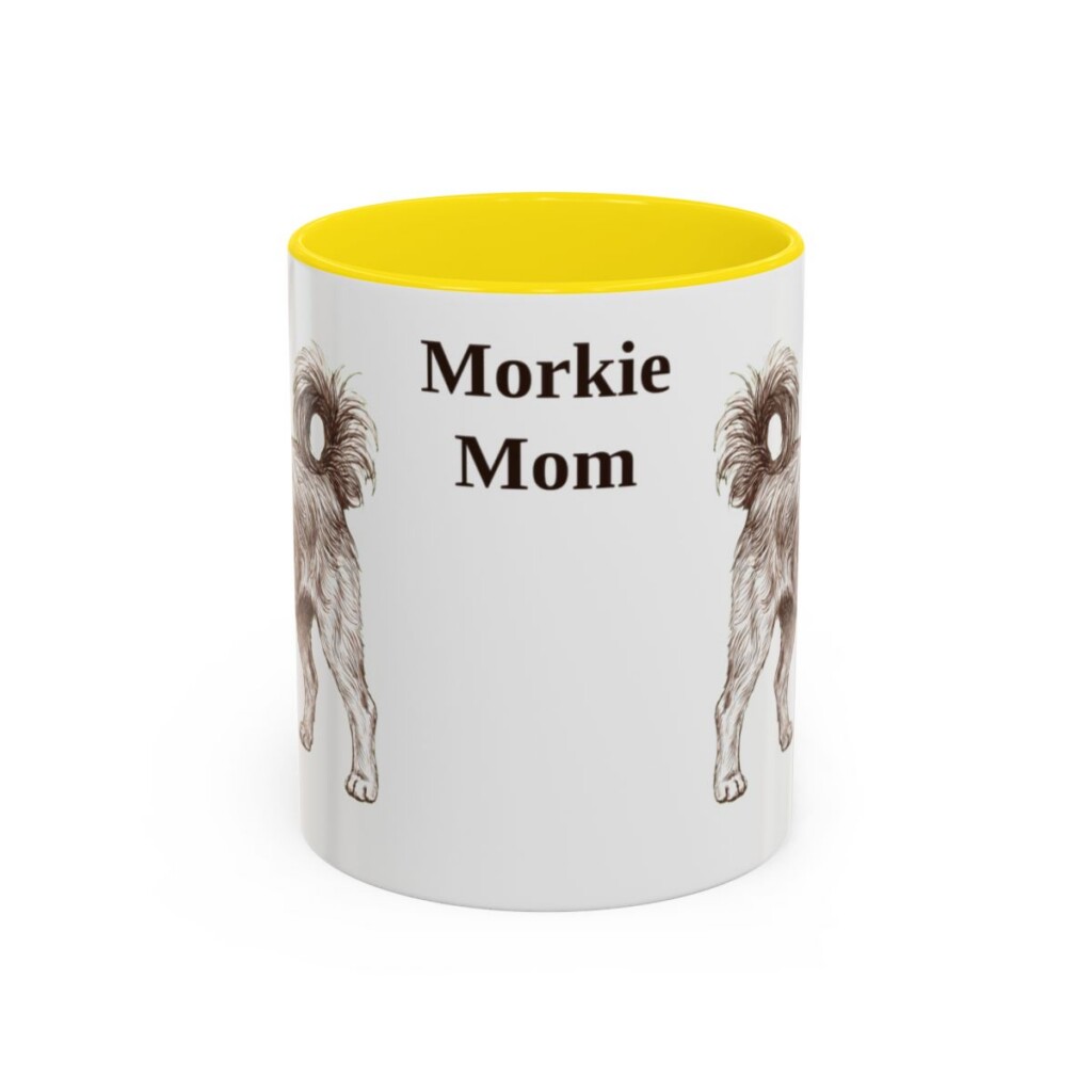 11oz Morkie Dog Mom Mug, Yellow, front view