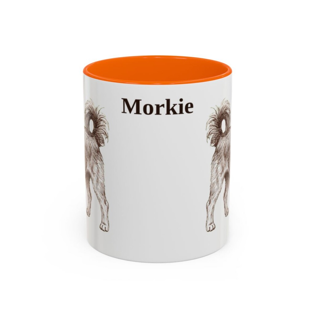 11oz Morkie Mug, Orange, front view