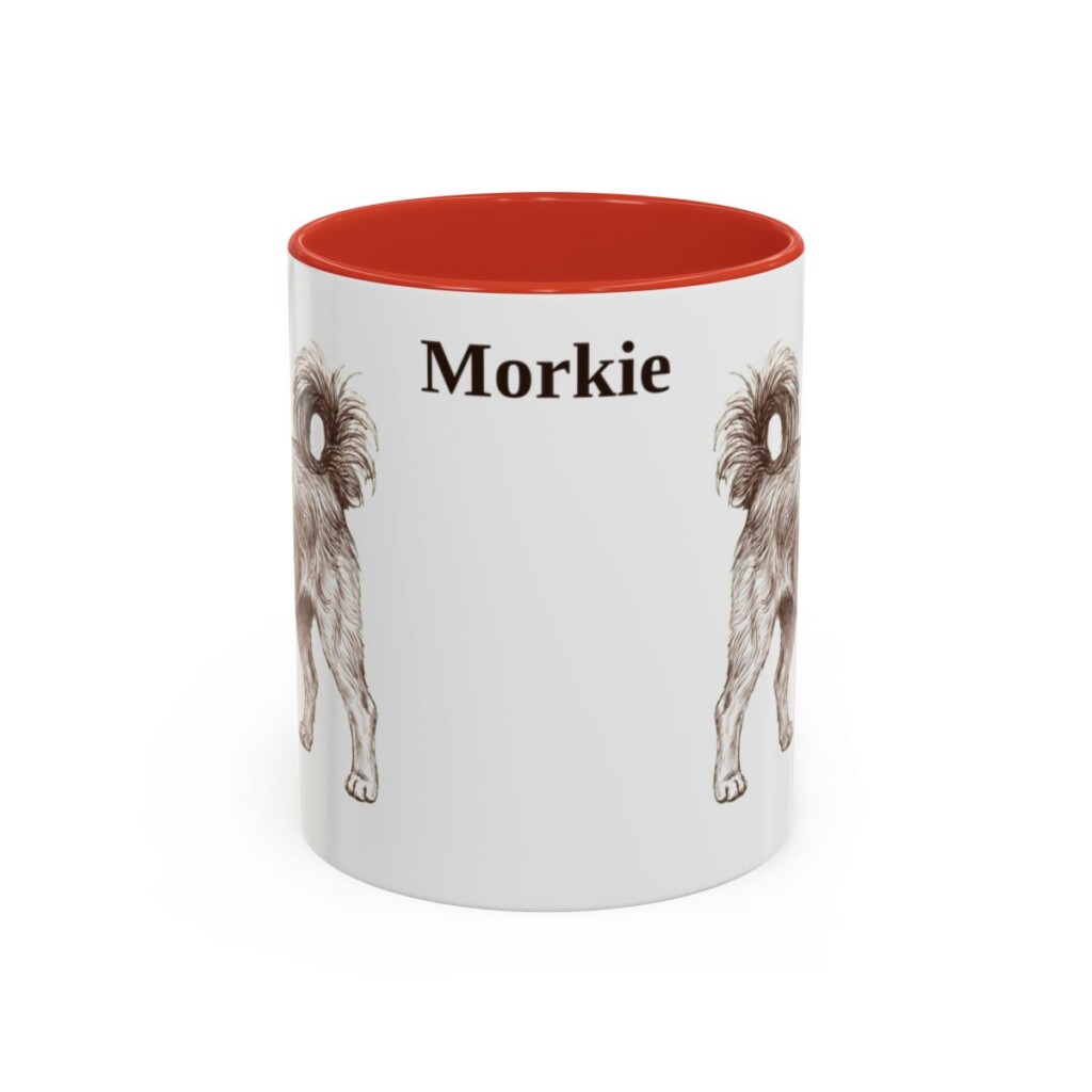 11oz Morkie Mug, Red, front view