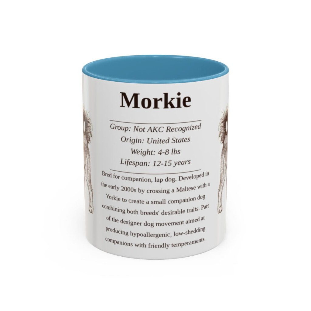 11oz Morkie Mug, Light Blue, front view