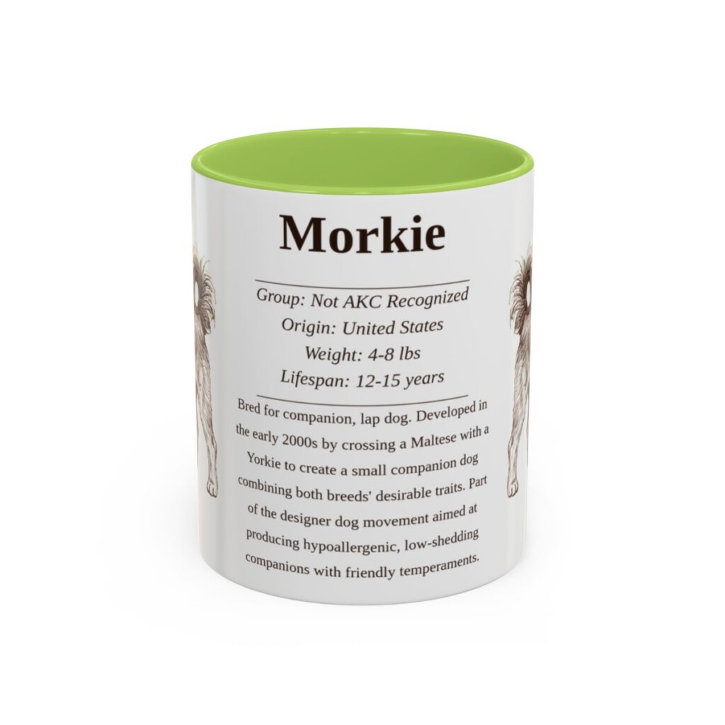 11oz Morkie Mug, Light Green, front view