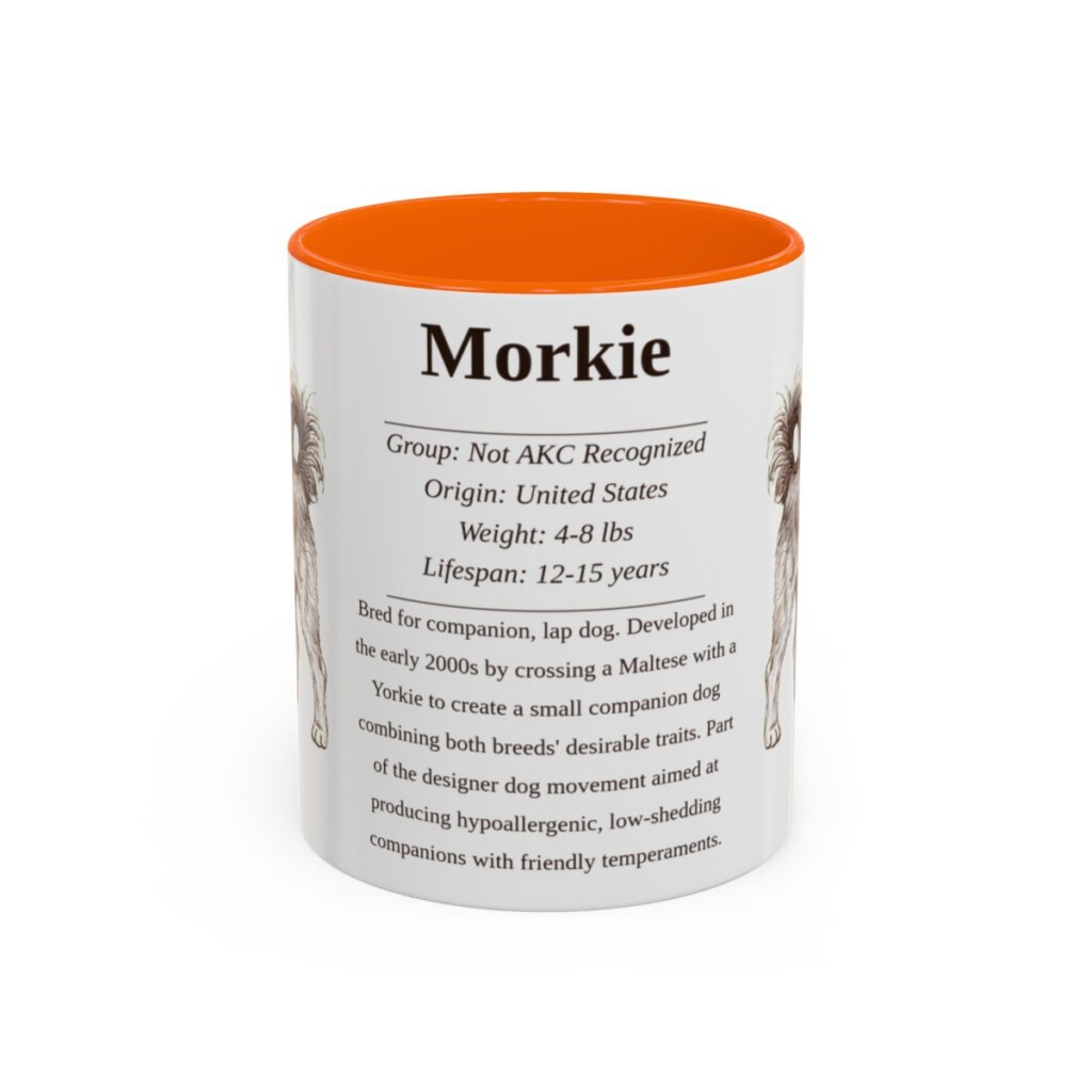 11oz Morkie Mug, Orange, front view