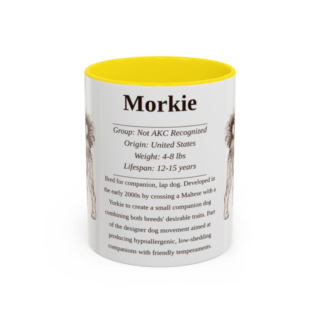 11oz Morkie Mug, Yellow, front view