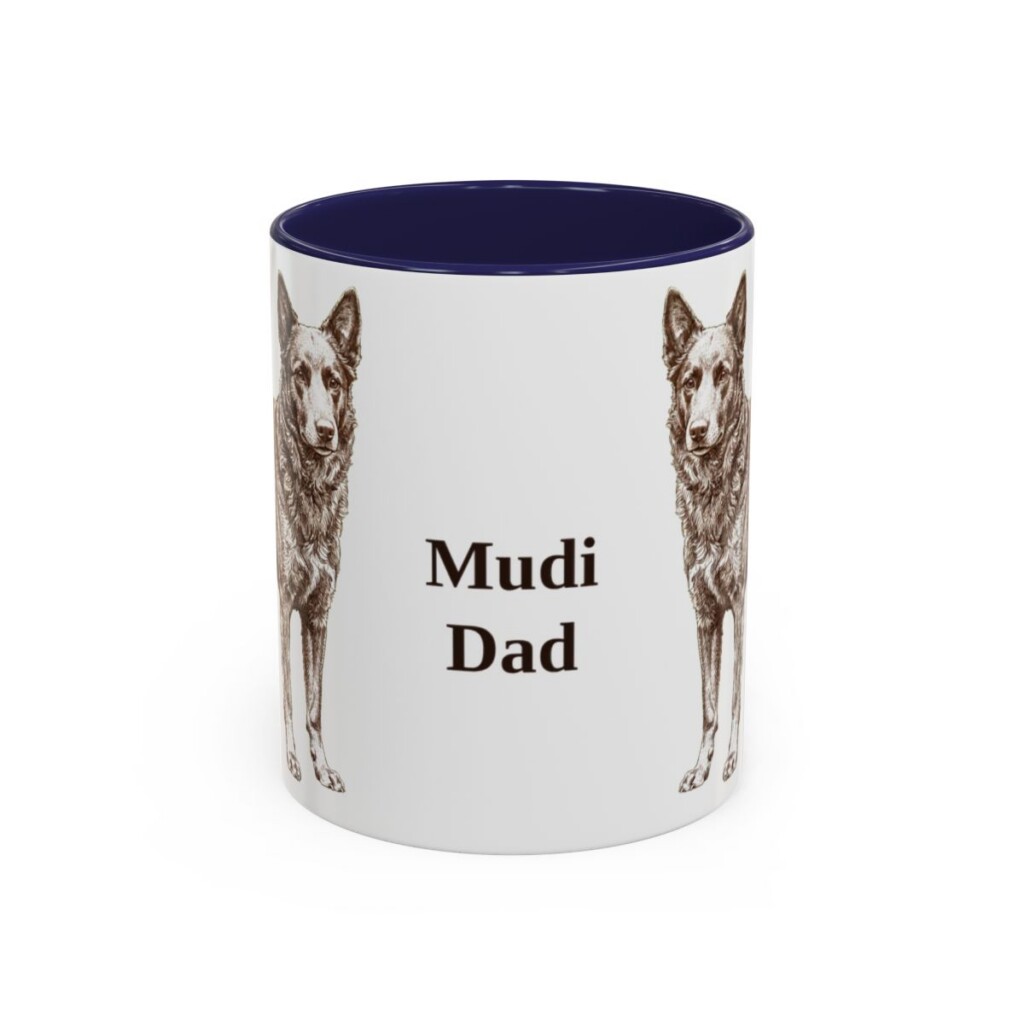 11oz Mudi Dog Dad Mug, Navy, front view