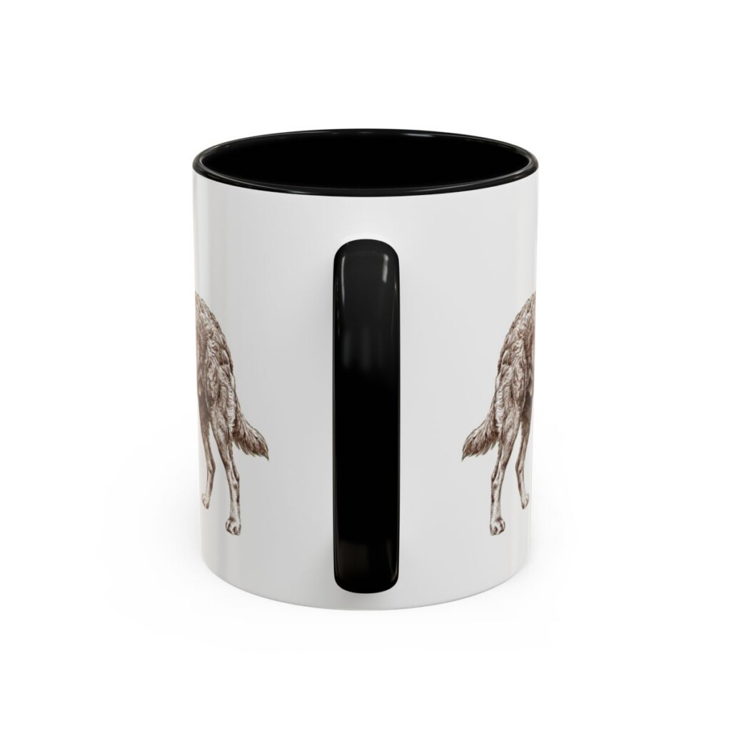 11oz Funny Mudi Mug, Black, back view