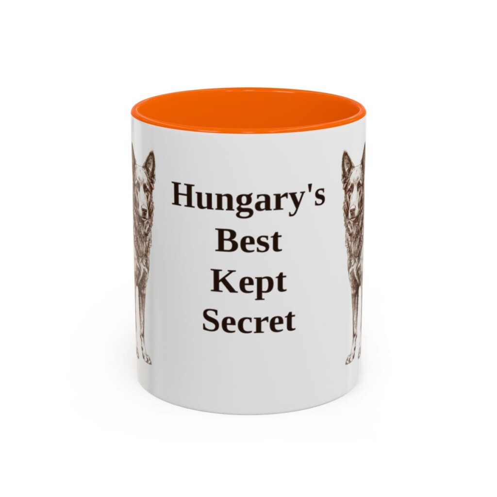11oz Funny Mudi Mug, Orange, front view