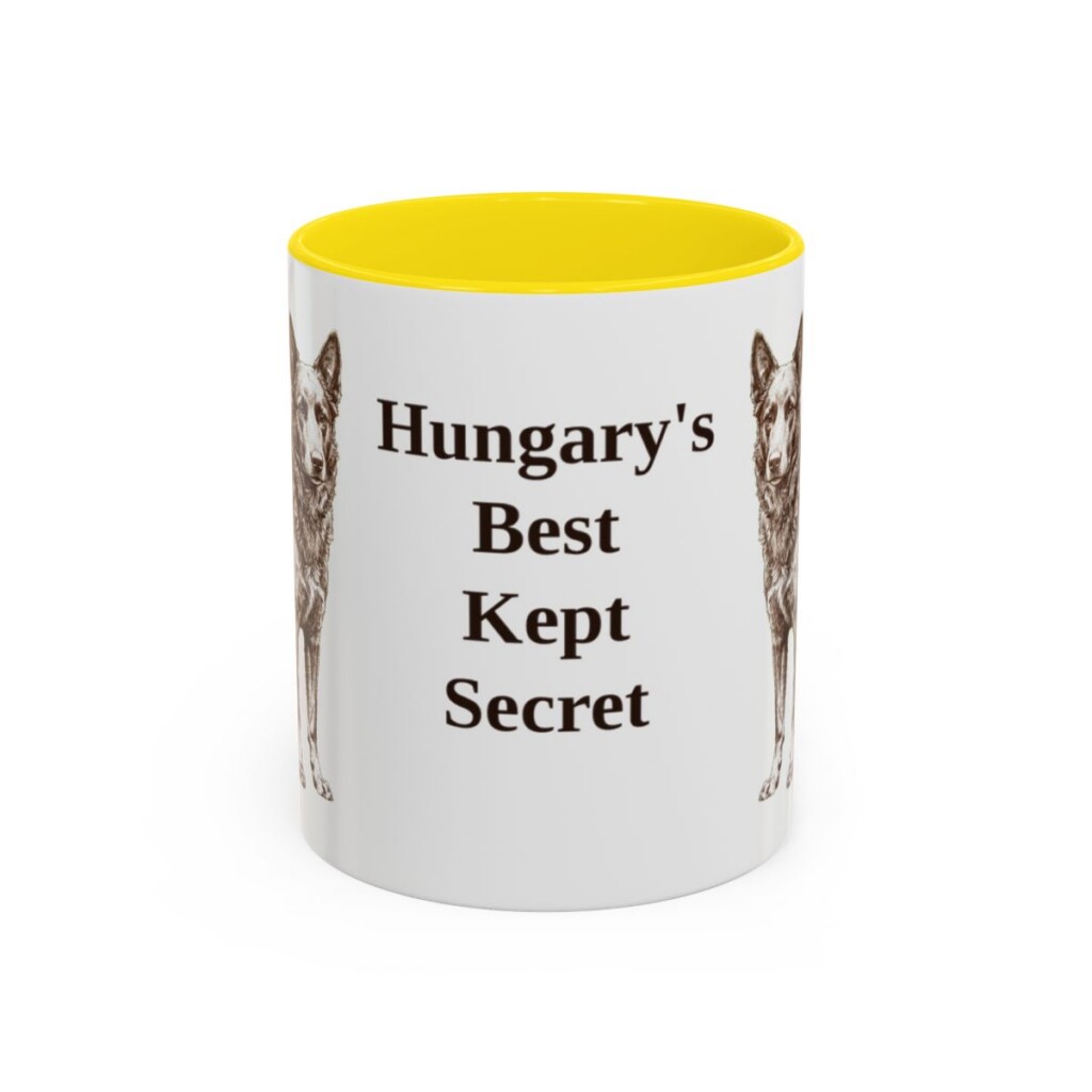 11oz Funny Mudi Mug, Yellow, front view