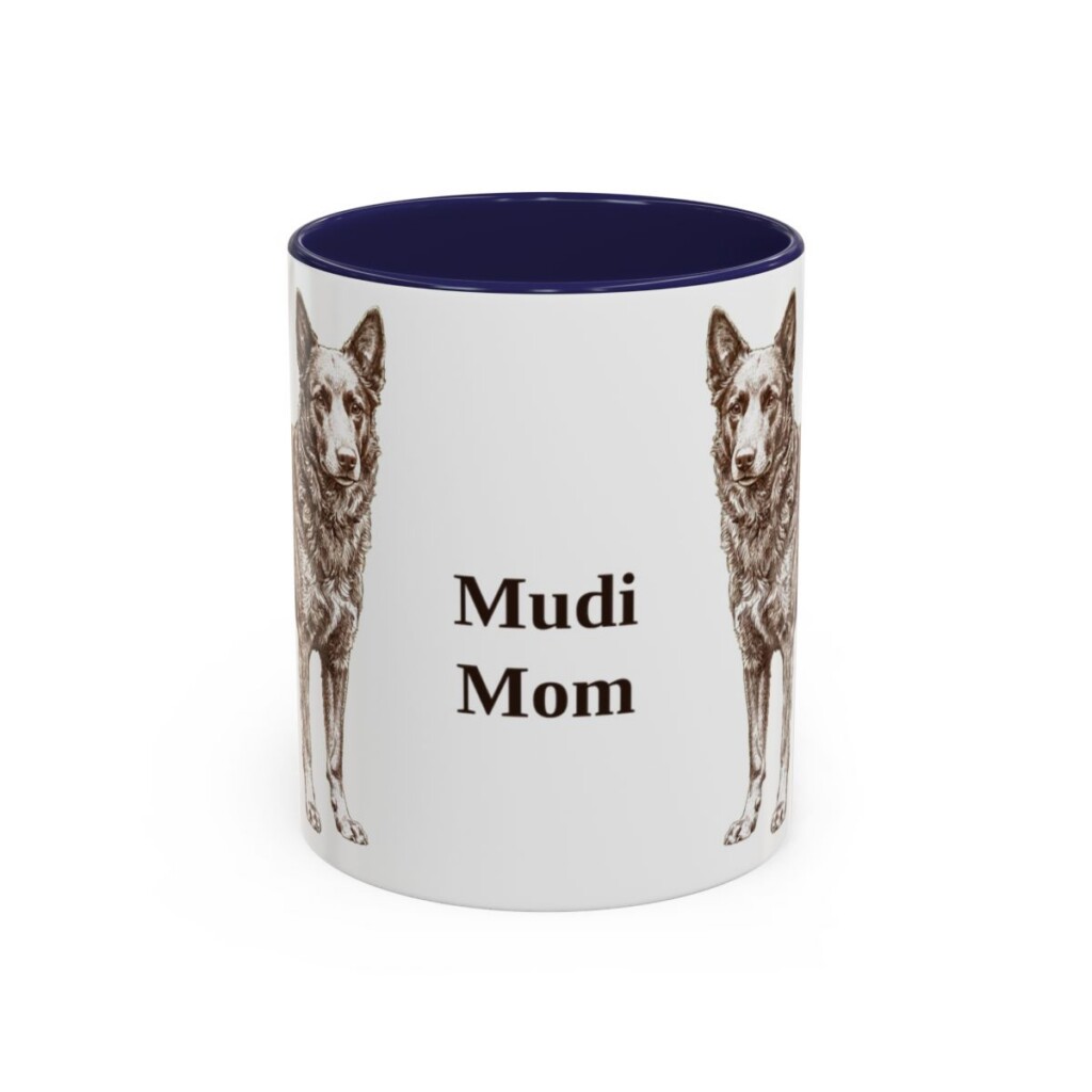 11oz Mudi Dog Mom Mug, Navy, front view