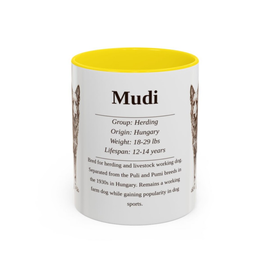 11oz Mudi Mug, Yellow, front view