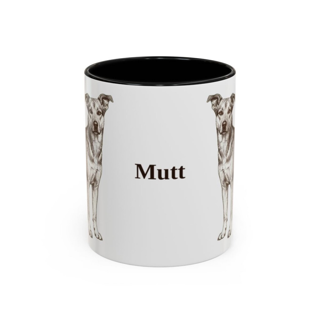 11oz Mutt Mug, Black, front view
