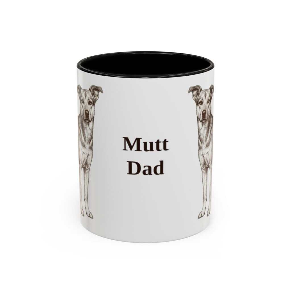11oz Mutt Dog Dad Mug, Black, front view