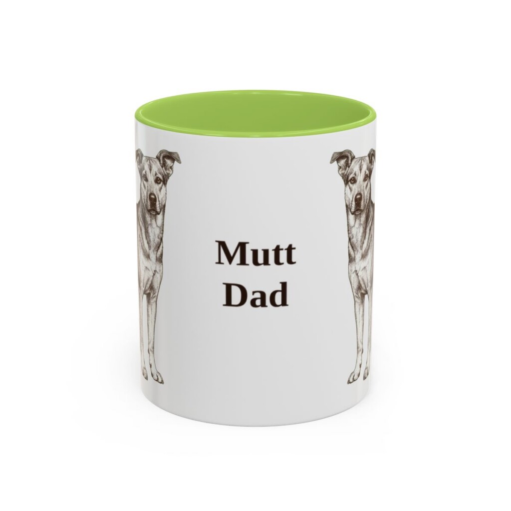 11oz Mutt Dog Dad Mug, Light Green, front view