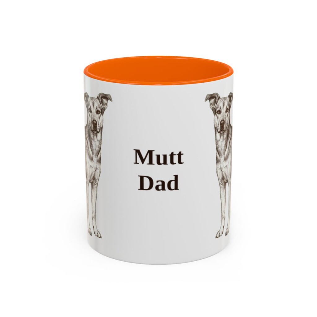 11oz Mutt Dog Dad Mug, Orange, front view