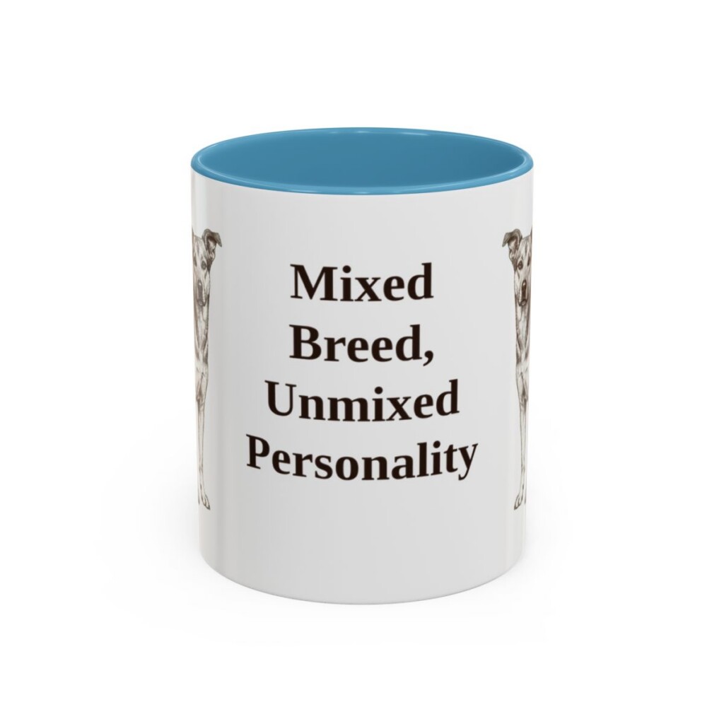 11oz Funny Mutt Mug, Light Blue, front view