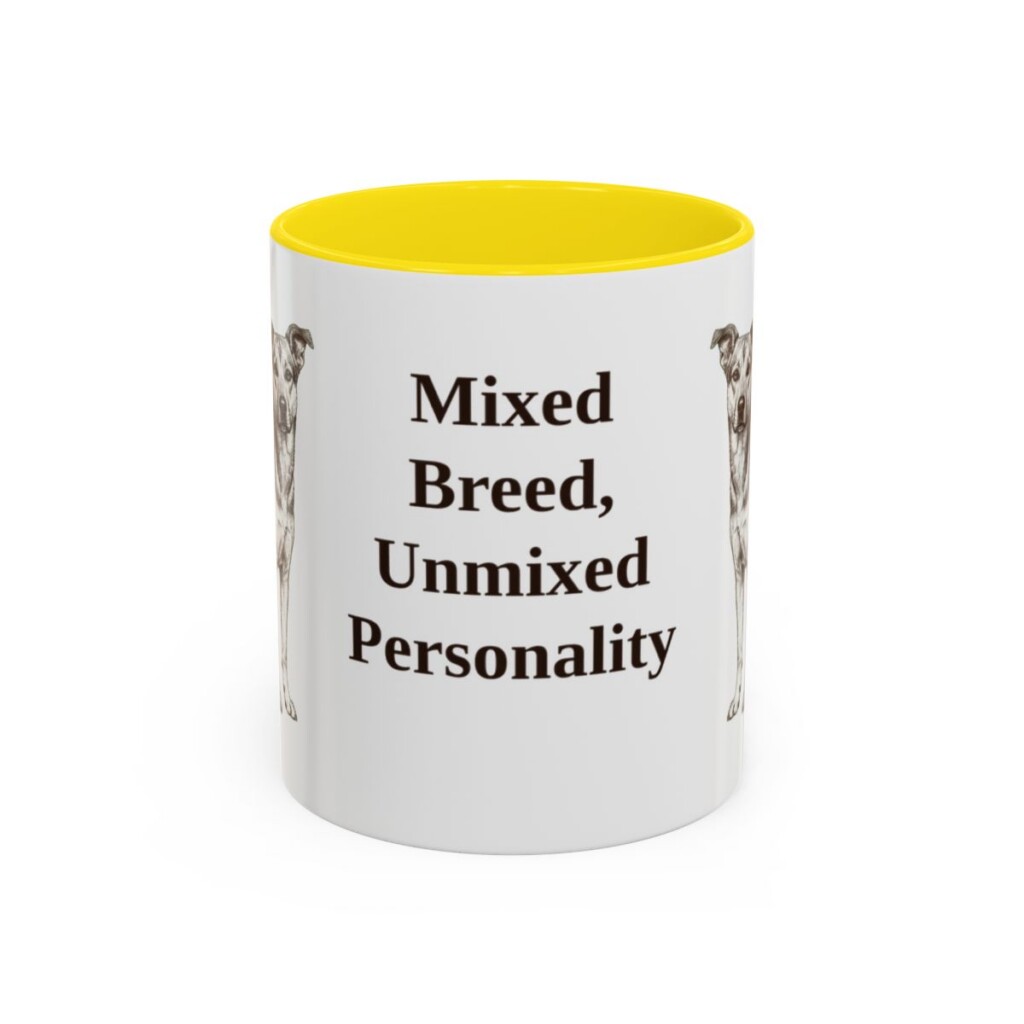 11oz Funny Mutt Mug, Yellow, front view