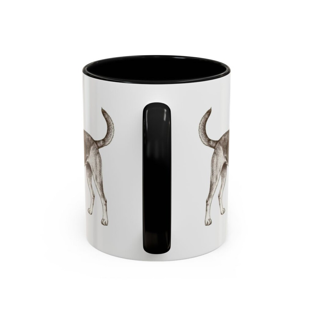 11oz Mutt Latin Mug, Black, back view