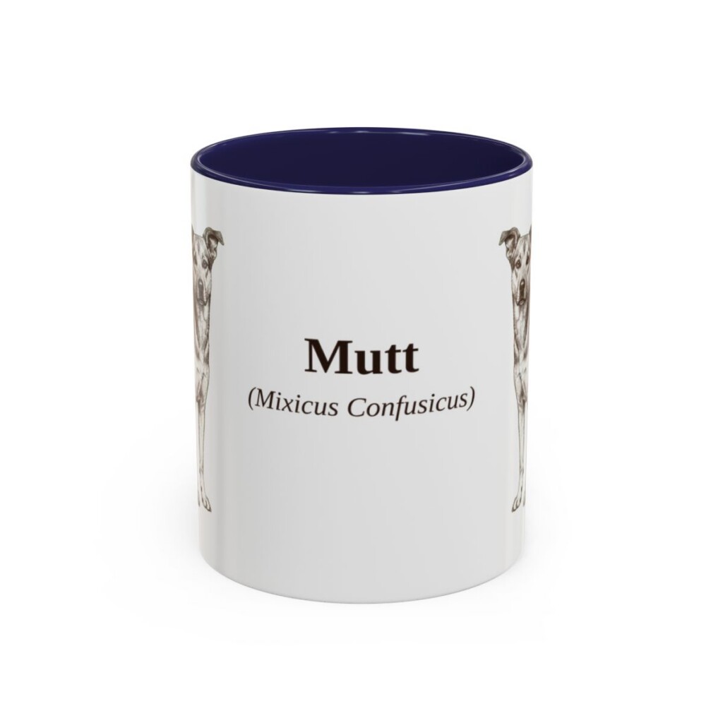11oz Mutt Latin Mug, Navy, front view