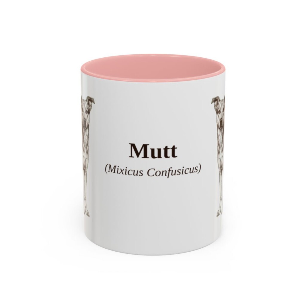 11oz Mutt Latin Mug, Pink, front view